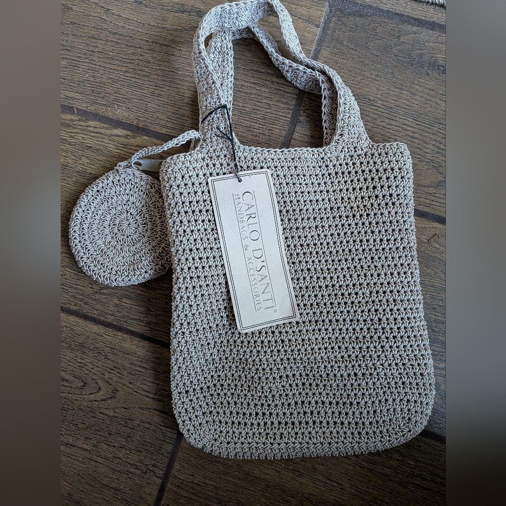Carlo D'Stanti Beige Crochet Tote – New With Tags!